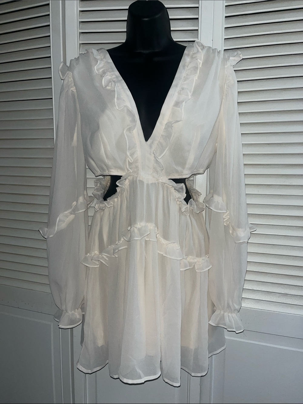 privy Cream Ruffle Mini Dress - Picture 10 of 11